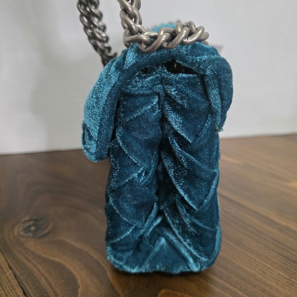 Kurt Geiger Teal Velvet Shoulder Bag - NWT - Picture 5 of 12
